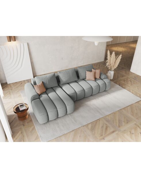 Canapé d'angle gauche convertible avec coffre Kimi 3 Places gris clair - 275x142x84 cm
