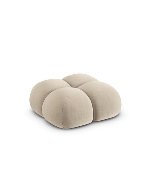 Pouf velours Loretto 1 Place beige clair - 90x90x40 cm