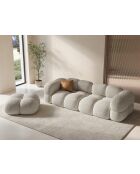 Pouf velours Loretto 1 Place beige clair - 90x90x40 cm