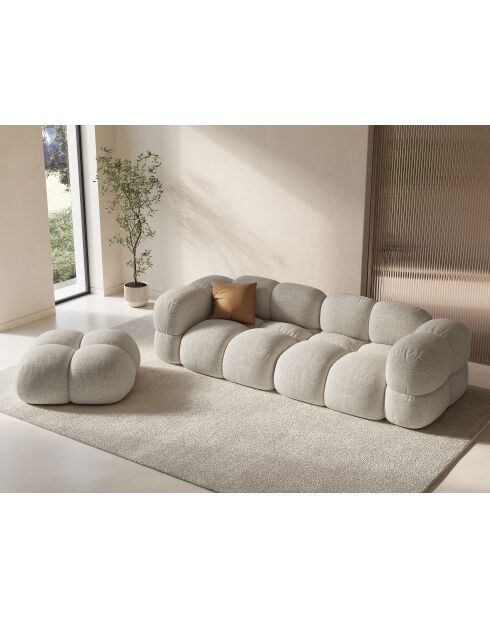 Pouf velours Loretto 1 Place beige clair - 90x90x40 cm