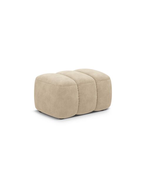 Pouf velours Kimi 1 Place beige clair - 75x55x40 cm
