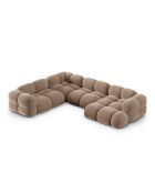 Canapé D'Angle Panoramique (Côté gauche) velours Loretto 5 Places beige foncé - 345x250x68 cm