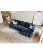 Divano angolare destro trasformabile Kimi a 3 posti con baule blu - 275x142x84 cm