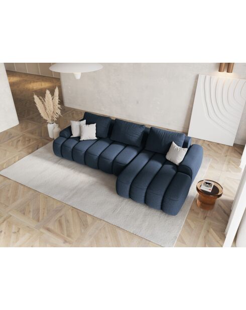 Canapé d'angle droit convertible avec coffre Kimi 3 Places bleu - 275x142x84 cm