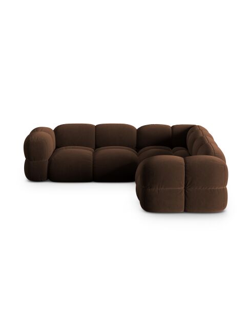 Loretto Ecksofa für 4 Personen, symmetrisches Samt, 250 x 250 x 68 cm, schokoladenbraun