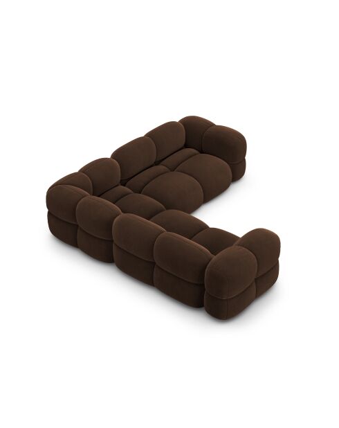 Loretto Ecksofa für 4 Personen, symmetrisches Samt, 250 x 250 x 68 cm, schokoladenbraun