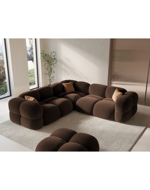 Loretto Ecksofa für 4 Personen, symmetrisches Samt, 250 x 250 x 68 cm, schokoladenbraun