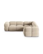 Canapé D'Angle Symétrique En velours Loretto 4 Places beige clair - 250x250x68 cm