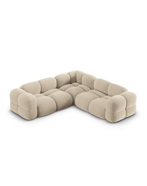 Loretto Velvet Ecksofa, symmetrisch, 4-Sitzer, hellbeige — 250 x 250 x 68 cm