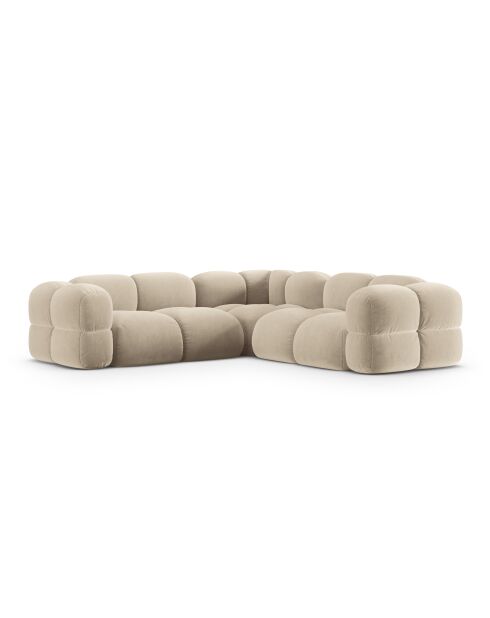 Loretto Velvet Ecksofa, symmetrisch, 4-Sitzer, hellbeige — 250 x 250 x 68 cm