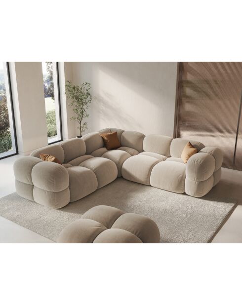 Loretto Velvet Ecksofa, symmetrisch, 4-Sitzer, hellbeige — 250 x 250 x 68 cm