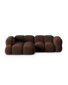 Canapé D'Angle gauche velours Loretto 3 Places chocolat - 250x147x68 cm