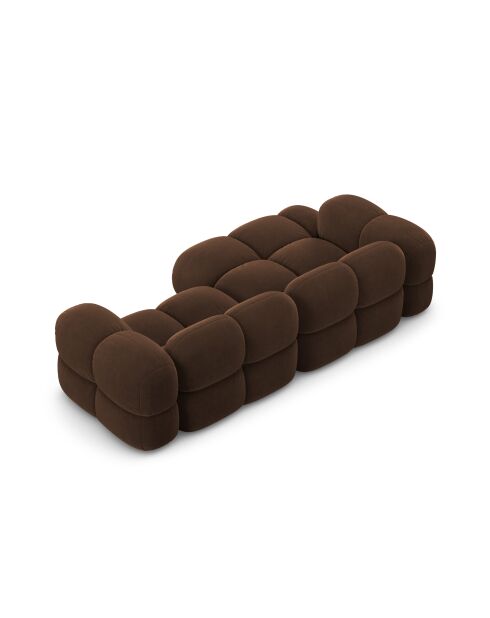 Canapé D'Angle gauche velours Loretto 3 Places chocolat - 250x147x68 cm