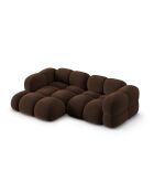 Canapé D'Angle gauche velours Loretto 3 Places chocolat - 250x147x68 cm