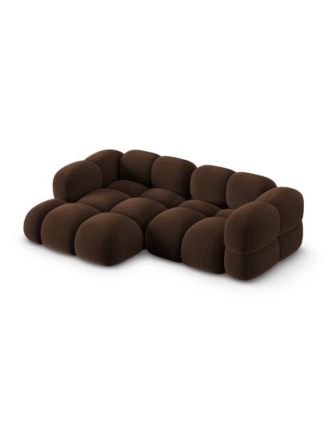 Canapé D'Angle gauche velours Loretto 3 Places chocolat - 250x147x68 cm