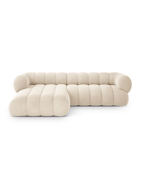 Canapé D'Angle gauche velours Koge 5 Places beige clair - 270x165x70 cm