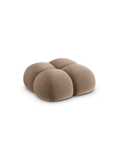 Pouf velours Loretto 1 Place beige foncé - 90x90x40 cm
