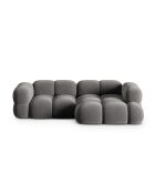 Canapé D'Angle droit velours Loretto 3 Places gris - 250x147x68 cm