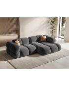 Canapé D'Angle droit velours Loretto 3 Places gris - 250x147x68 cm