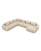 Kimi 6-Sitzer, ausziehbares Panorama-Ecksofa aus Samt, mit Kofferraum, 346 x 270 x 84 cm, hellbeige