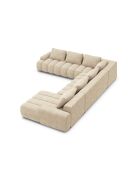 Kimi 6-Sitzer, ausziehbares Panorama-Ecksofa aus Samt, mit Kofferraum, 346 x 270 x 84 cm, hellbeige
