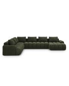 Kimi 6-Sitzer, umwandelbares Panorama-Ecksofa aus Samt und grüner Kimi 6-Sitzer-Koffer, 346 x 270 x 84 cm