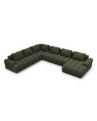 Kimi 6-Sitzer, umwandelbares Panorama-Ecksofa aus Samt und grüner Kimi 6-Sitzer-Koffer, 346 x 270 x 84 cm