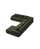 Kimi 6-Sitzer, umwandelbares Panorama-Ecksofa aus Samt und grüner Kimi 6-Sitzer-Koffer, 346 x 270 x 84 cm