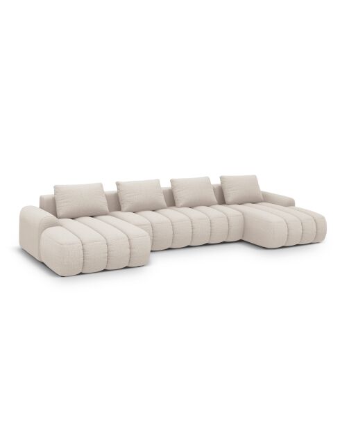 Canapé d'angle réversible avec coffre convertible Kimi 5 Places beige - 352x142x84 cm