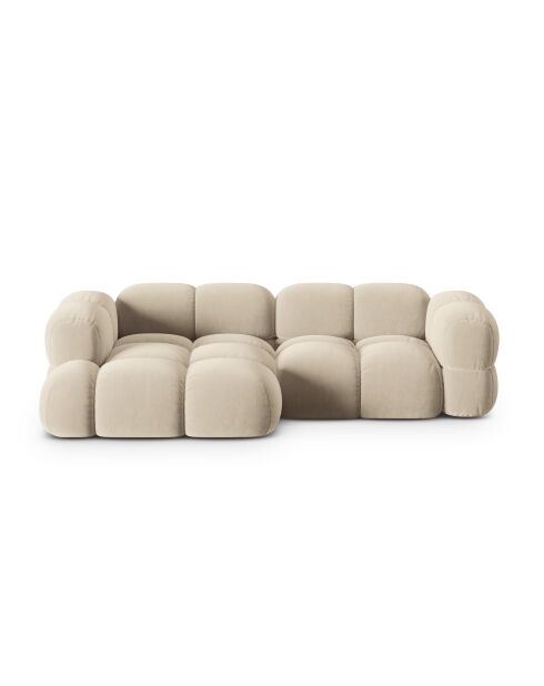 Loretto Ecksofa für 3 Personen, Samt, links, hellbeige — 250 x 147 x 68 cm