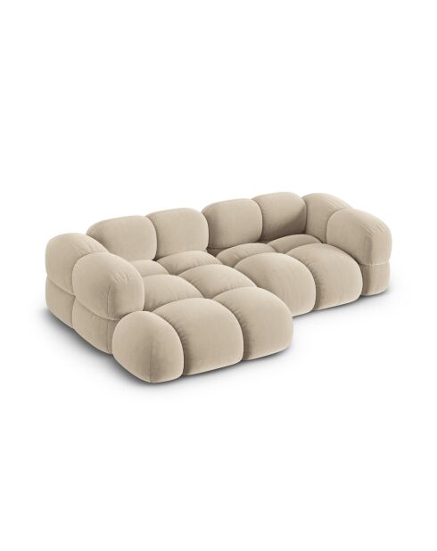 Loretto Ecksofa für 3 Personen, Samt, links, hellbeige — 250 x 147 x 68 cm