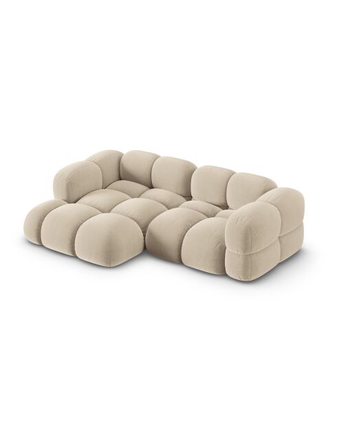 Loretto Ecksofa für 3 Personen, Samt, links, hellbeige — 250 x 147 x 68 cm