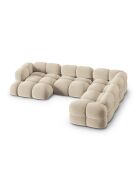 Canapé D'Angle Panoramique (Côté droit) velours Loretto 5 Places beige clair - 345x250x68 cm