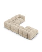 Canapé D'Angle Panoramique (Côté droit) velours Loretto 5 Places beige clair - 345x250x68 cm