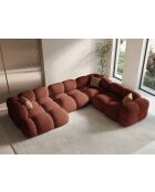 Loretto 5-zits koraalkleurige hoekbank met open rechter en panoramisch uitzicht - 345x250x68 cm