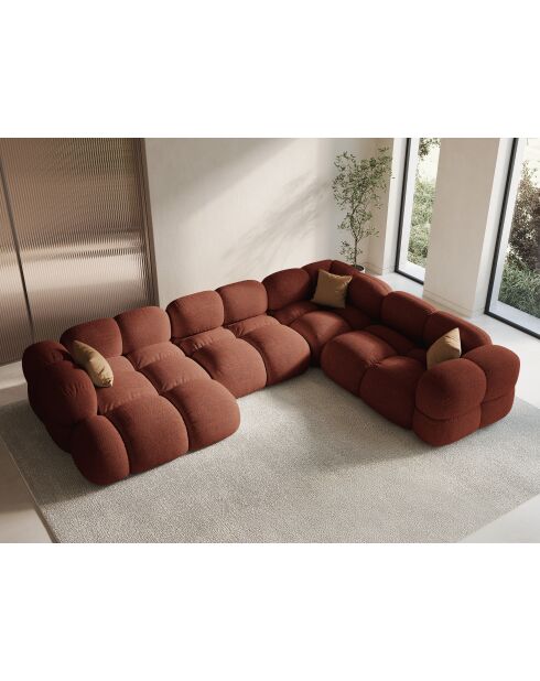 Loretto 5-zits koraalkleurige hoekbank met open rechter en panoramisch uitzicht - 345x250x68 cm