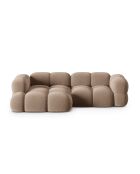 Canapé D'Angle gauche velours Loretto 3 Places beige foncé - 250x147x68 cm