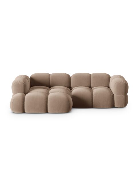Loretto 3-Sitzer-Ecksofa aus Samt, links, dunkelbeige — 250 x 147 x 68 cm