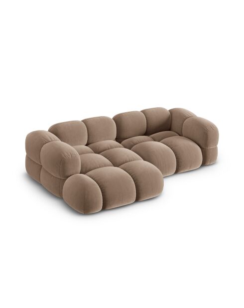 Loretto 3-Sitzer-Ecksofa aus Samt, links, dunkelbeige — 250 x 147 x 68 cm