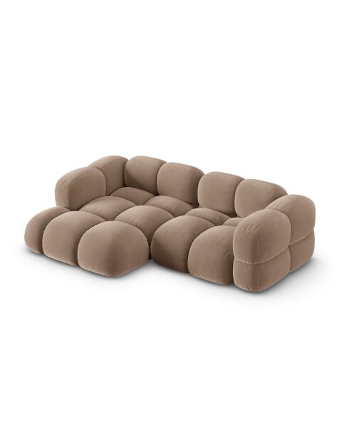 Loretto 3-Sitzer-Ecksofa aus Samt, links, dunkelbeige — 250 x 147 x 68 cm