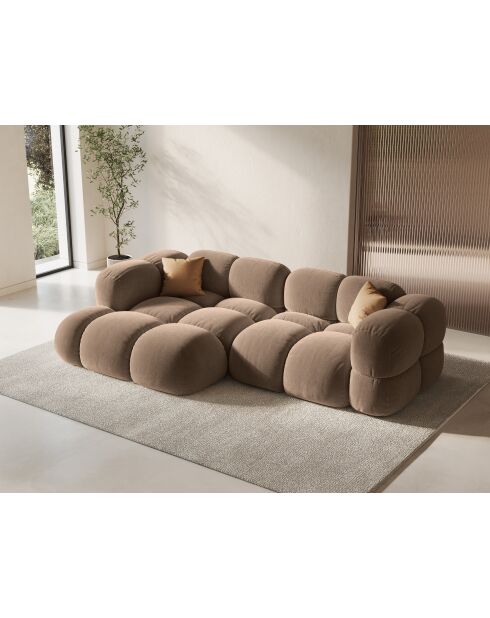 Loretto 3-Sitzer-Ecksofa aus Samt, links, dunkelbeige — 250 x 147 x 68 cm