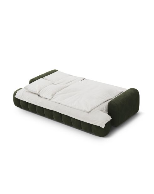 Canapé velours convertible avec coffre Kimi 4 Places vert - 250x100x84 cm