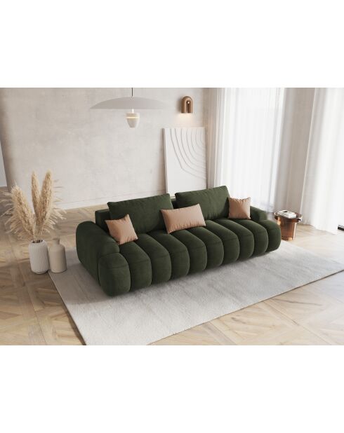 Canapé velours convertible avec coffre Kimi 4 Places vert - 250x100x84 cm