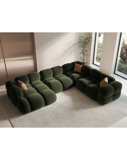 Panorama-Ecksofa (rechte Seite) Loretto Velvet 5-Sitzer Grün — 345 x 250 x 68 cm
