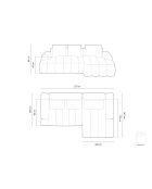 Divano angolare destro trasformabile Kimi a 3 posti con baule in mattone - 275x142x84 cm