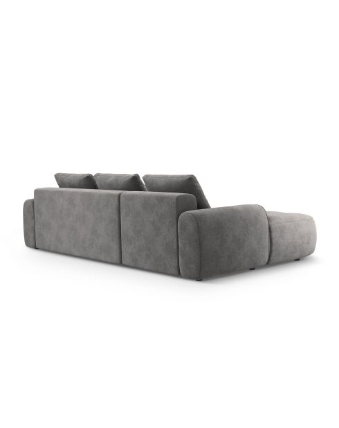 Canapé d'angle gauche velours convertible avec coffre Kimi 3 Places gris - 275x142x84 cm