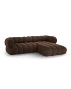 Canapé D'Angle droit velours Koge 5 Places chocolat - 270x165x70 cm