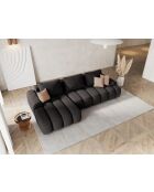 Divano angolare sinistro trasformabile Kimi 3 posti grigio scuro con baule - 275x142x84 cm
