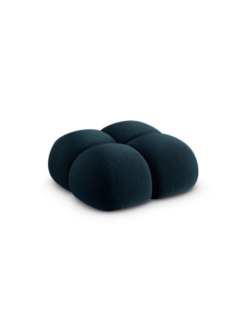 Pouf velours Loretto 1 Place pétrole profond - 90x90x40 cm
