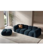 Pouf velours Loretto 1 Place pétrole profond - 90x90x40 cm